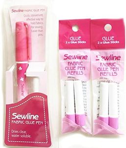 Sewline fabric glue pen PLUS 2 x double refill pack, EPP, no pins, dries clear, sewing & paper piecing