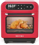 Secura Multifunction Air Fryer Steam Oven, 13 Quart Compact Oven with Convection Bake, Airfryer, Rapid Steam, Ferment, Dehydrator Combo, Nutritious & Delicious Food Steamer for Cooking (Red)