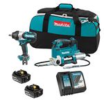 Makita DLX2465TX1 18V LXT Cordless 2-Piece Combo Kit with Grease Gun & 1/2" Impact Wrench Two 5.0 Ah Batteries Rapid Charger(DGP180Z/DTW1002Z)