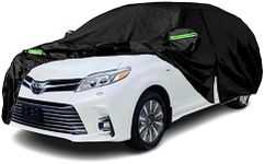 Qnmittry Waterproof Car Covers Compatible with 2003-2024 Toyota Sienna, All Weather Custom-fit Car Cover with Zipper Door for Rain Snowproof UV Windproof Protection