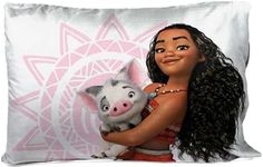 Jay Franco Disney Moana 1 Pack Reversible Pillowcase - Tropical Patchwork Double Sided Pillow Cover - Features Pua, Kids Super Soft Bedding