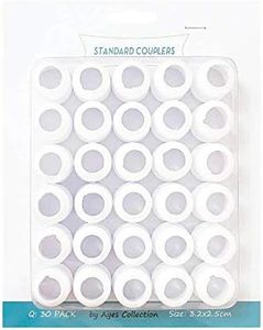30 Pack Plastic Standard Couplers Cake Decorating for Icing Nozzles, Piping Bags, White