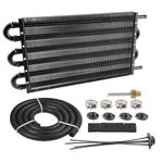 EVIL ENERGY 6 Pass Tube and Fin Transmission Cooler Universal 5/16" Oil Cooler Kit Aluminium Black