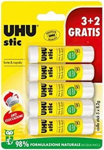 UHU Stic 5x8.2g colla per bambini, sicura da usare per i lavoretti, adatta per la scuola, l'ufficio, l'università