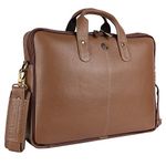 HAMMONDS FLYCATCHER Original Bombay Leather Laptop Bag/Office Bag For Men, Burlywood | Bag With Shoulder Straps | Fits Upto 15.6 Inch Laptop/Macbook| Messenger Bag ,Brown