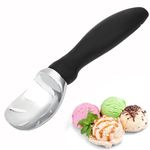 HASTHIP® Heavy Duty Ice Cream Scoop,Professional Metal Ice Cream Spoon with Anti-Slip Handle,Kitchen Tool Stainless Steel Scooper for Gelato Sorbet Cookie Dough