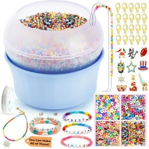 Clay Bead Spinner for Jewelry Making Necklace Bracelet Maker Machine - Electric Bead Spinner Kit with 2 Big Eye Needles & Accessories Friendship Cute Trendy Unique Waist Beads Birthday Gifts - Blue