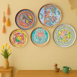RITUALISTIC Madhubani Wall Plates for home decoration | Wall decor items for living room | Metal Wall décor | Gift items for unisex |wall art | wall showpiece| Home Décor Gift Items | Set of 5 plates