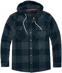 ZENTHACE Mens Hooded Flannel Jacket,Snap Front Flannel Shirt Jackets for Men with Hood Ink Green M