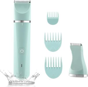 Bikini Trimmer for Women, Electric Razors for Women, IPX7 Waterproof&Easy Cleaning, Ceramic Blade,Rechargeable Pubic Hair Trimmer Womens,Green