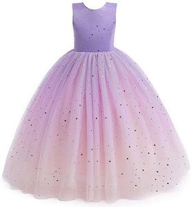 Girls Tulle Formal Wedding Dress Child's Ball Gown Sparkly Pageant Princess Bithday Party Dresses for Girls 13-14 Years