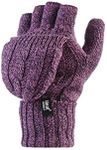 HEAT HOLDERS Ladies 2.3 tog Thermal knitted FINGERLESS Mitten Cap Gloves Purple