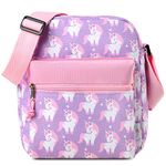 VASCHY Girls Handbag, Cute Shoulder Bag for Teen Little Girls Lightweight Small Cross Body Messenger Satchel Bag with Inner Water Pocket（Purple Unicorn）