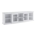 Walker Edison Bardot Classic Glass-Front 2-Door Storage Stand for TVs up to 88 Inches, 80 Inch, White