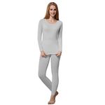 HEROBIKER Women's Thermal Underwear Set Long Johns Ultra Soft Thermal Pajama Top Bottom Grey