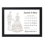 Personalised Wedding Date Calendar Gifts for Bride and Groom Wedding Day Keepsake Presents for Mr & Mrs - A5, A4, A3 Prints and Frames