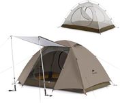 Naturehike Cloud Steam Backpacking Tent, Easy Set Up and Access, Spacious Roomy for 2-3P, 3000MM Waterproof, UPF50+ for Camping, Hiking, Park, Picnic (Brown, 3 Person)