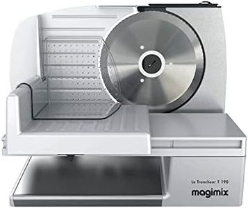 Magimix Deli T190 Food Slicer | 19 cm Blade | Professional Slicer | Ideal for Salami Sausages, Cheese or Bread | Stainless Steel, 11651, Silver