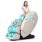 HealthRelife Full-Body Massage Chair, Intelligent Zero-Gravity Massage Chair with 3D Robotic Hands, SL Track, Relaxation Chair, Bluetooth Speaker, Beige