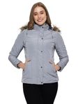 LURE URBAN Women Winter Wear Zipper Hooded Puffer Jacket Steel M