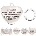 Personalised Engraved Pet ID Tags for Your Dog Or Cat - Multiple Shapes - in 2 Sizes (Heart)