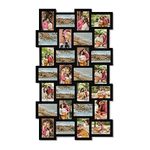 Adeco Black Wood Wall Hanging Picture Photo Frame Collage, Basket-Weave Design, 28 Openings, 4x6"