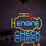 Check Engine Light Neon Sign, LED Neon Light for Car Auto Repair Shop Garage Room Man Cave with Dimmable Switch, USB Powered Neon Signs for Wall Décor (17X13in)