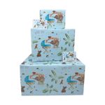 Twizler New Baby Boy Wrapping Paper - Blue Jungle Animals - 4 Sheets & 4 Tags - 70cm x 50cm Folded Sheets - Gift Wrap Baby Shower