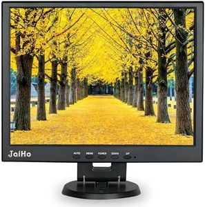 JaiHo 15-Inch 4:3 Security Monitor, 1024x768 No Image Stretching CCTV Screen with Metal Housing, BNC HDMI VGA AV USB Input, Industrial Display with Built-in Speakers Remote Control & VESA Mount