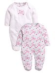 BabyGo Baby Romper 100% Cotton Rompers for New Born Baby|Sleepsuits for Baby Boys & Girls| PEACH| 0-3M| 3-6M| 6-9M| Pack of 2