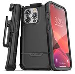 Encased Rebel Designed for iPhone 13 PRO Belt Clip Case (2021) Protective Shockproof Case with Holster (Black)