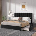 VECELO Full Size Upholstered Bed Fr