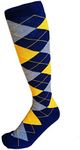 Triple M Plus TRM Men multi-colors Argyle Golf Socks: Over-The-Calf Men Size 5-8,9-13, Navy Blue/Gold Yellow 9-13, Large