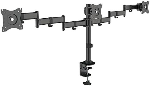 Kantek Height Adjustable Articulating Monitor Arm for Three Monitors, Black (MA230)