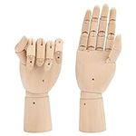 Belle Vous 2 Pack Flexible Wooden Mannequin Left & Right Hand Model Figures - 18.5cm (7.28 Inches) - Movable Display Manikin with Finger Joints for Drawing, Sketching & Painting - Jewellery Holder