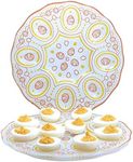 Deviled Egg Tray, Set of 2, Designed to Hold 16 Devil Eggs, Tempered Glass Deviled Egg Serving Plate Fit Devilled Eggs Perfectly, Devil Egg Holder Great for Parties, Gatherings or Dinner Platter