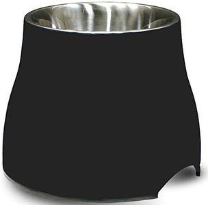 Dogit Elevated Dog Bowl, Stainless Steel Dog Food and Water Bowl for Small Dogs, Black, 73744