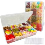 LAifu 2pack 24 Grids Clear Plastic Organizer Box Storage Container Jewelry Box with Adjustable Dividers for Beads Art DIY Crafts Jewelry Fishing Tackles(20 x 13.8 x 3.8 cm)