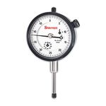 Starrett 25-441J Dial Indicator, 0.375" Stem Dia., Lug-on-Center Back, White Dial, 0-100 Reading, 0-1" Range, 0.001" Graduation