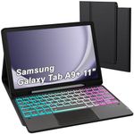 ROOFEI Galaxy Tab A9+ 11 inch Case with Detachable Keyboard : DIY 3-Zone 7 Color Backlit Keyboard with Trackpad - UK Layout Keyboard Case with S-Pen Holder for Samsung Galaxy Tab A9 Plus 11" 2023