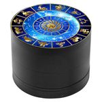 Spespo Herb Grinder, Spice Grinder 50mm(2.0 inch),4 Layers Constellation Painting Metal Grinder with Pollen Scraper (Black Color)