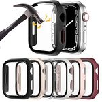Rontion 6 Pack Hard PC Case with Tempered Glass Screen Protector for Apple Watch 44mm SE(2nd Gen) Series 6/SE/5/4, Scratch Resistant Full Protective Bumper Cover for iWatch 44mm Accessories
