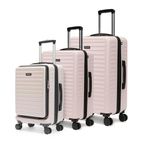 THE ASSEMBLY Polycarbonate Luggage Set Of 3 - Check-In (75 Cms, 65 Cms) & Cabin (55 Cms) Hard-Sided Premium Trolley Bags With Keyless Tsa Lock & Noise Free Wheels - Starkpro Ivory, Spinner Wheels