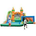 Maxmass 9-in-1 Inflatable Bouncy Castle, Kids Bounce House with Dual Slides, Football Gate, Ring Toss, Basketball Hoop, Climbing Wall, Jumping Water Park, 472 x 449 x 255 cm (without 680W Blower)