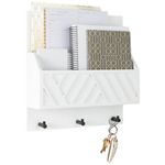 Mail Organizer Wall Mounted - White Wooden Mail Holder for Wall Mail Organizer Keys Holder on Wall - Key Hanger Wall Mount - Key and Mail Holder for Wall - Hanging Command Center Wall Organization