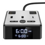 Led Light Wake Up Alarm Dual USB Clock Charger Desk Lifetime Charging Station 3 USB Ports & 2 AC Adapters