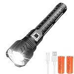 LUXNOVAQ 30000 Lumens XHP90 LED Torch,Brightest Tactical XHP90 LED Flashlight Handheld Zoomable Light for Hiking,Camping,Emergency