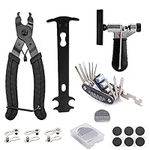 Bicycle Chain Repair Tool Kit 12 Piece,16 in 1 Multitool Hex Key Wrench,Tube Patch Kit,Cycling Master Link Pliers Remover,Chain Splitter,Chain Wear Indicator Checker,for Road Bikes and Mountain Bikes