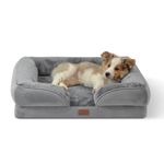 Bedsure Orthopedic Dog Bed Medium Size Dogs - Washable Medium Dog Cat Bed Waterproof, Comfort Pet Couch Sofa with Washable Removable Cover, Pets Bed with Nonskid Bottom, Grey, 28"