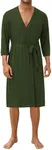 Ekouaer Men's Lightweight Kimono Spa Robe Knit Bathrobe Soft Sleepwear 3/4 Sleeve Loungewear with Pockets S-XXL